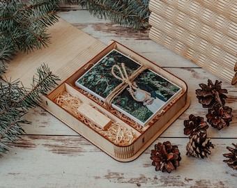 4x6 Wedding photo box and wedding USB flash drive 3.0 | Yoga photo box for 15x10 cm prints and USB