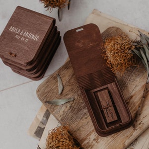 USB box with wooden USB flash drive 3.0 | Custom personalized engraved USB 8gb 16gb 32gb 64 gb Walnut