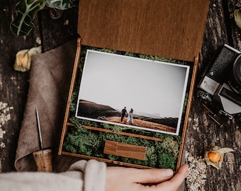 4x6 Fotobox aus Holz und benutzerdefinierten USB-Stick | Hochzeitsfotobox für 15x10 cm Drucke