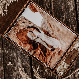 5x7 wedding photo box and wooden USB flash drive | 18x13 cm fotobox  with engraved flash drive 3.0 (optional)