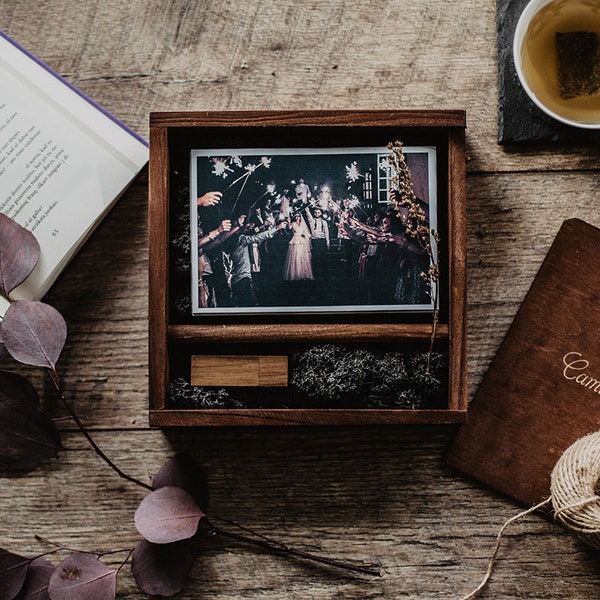 CLEARANCE 4x6 photo box for photos and USB flash drive | Wedding photo box for 15x10 cm prints photo packaging