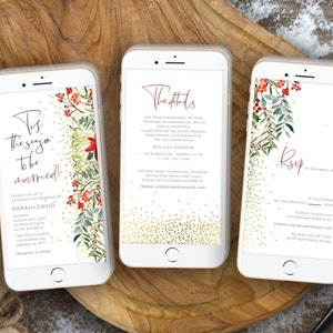Elektronische Hochzeitseinladung, Winter Hochzeit E-Invite, Weihnachtshochzeit einladen, Digitaler Download, Bearbeiten mit Templett, POG