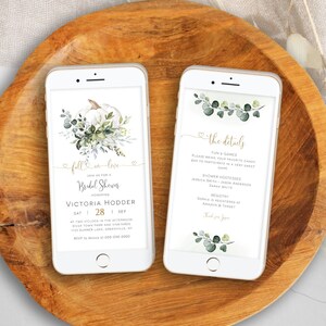 Fall in Love Bridal Shower Electronic Invitation, Phone Invitation Template, E-Vite, DIY, Digital Download, Edit with Templett, POE