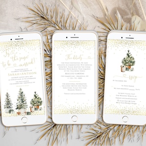 Invito telefonico per matrimonio invernale: Suite natalizia elettronica (download digitale)