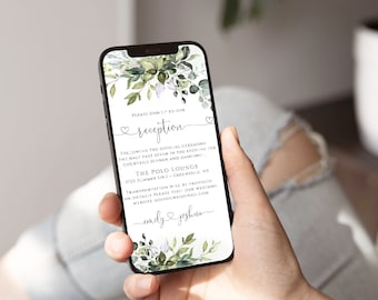 Wedding Reception Evite: Greenery Text Message Invite (Digital Download)