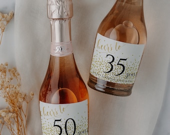 Aangepaste champagnelabels verjaardag: elke leeftijd, doe-het-zelf wijnfles (direct downloaden)