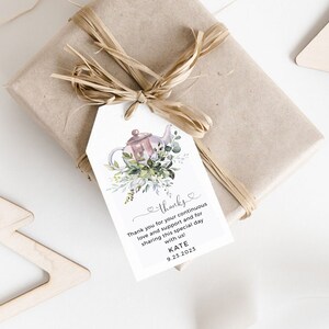 Tea Party Bridal Shower Favot Tag, Printable Tag Template, Tea Party Favor Tag, Instant Download, Edit with Templett, POE