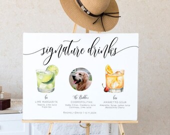 Printable Signature Cocktails Sign: Editable Bar Menu Template (Digital Download)