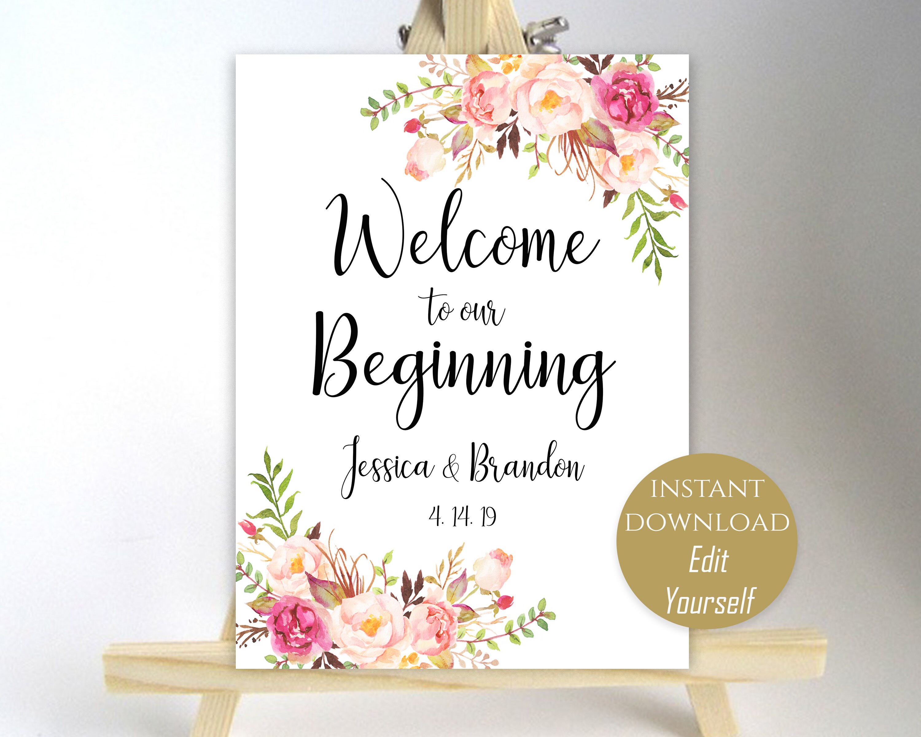 Welcome Wedding Sign Welcome To Our Beginning Printable Etsy Canada Welcome Wedding Sign Welcome To Our Beginning Printable Etsy Canada