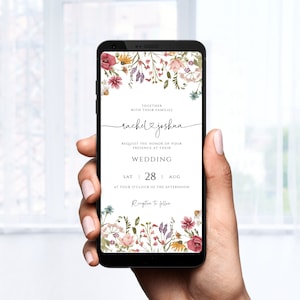 Wildflower Wedding Invitation Template, Digital Wedding Evite, Instant Download, Templett image 4