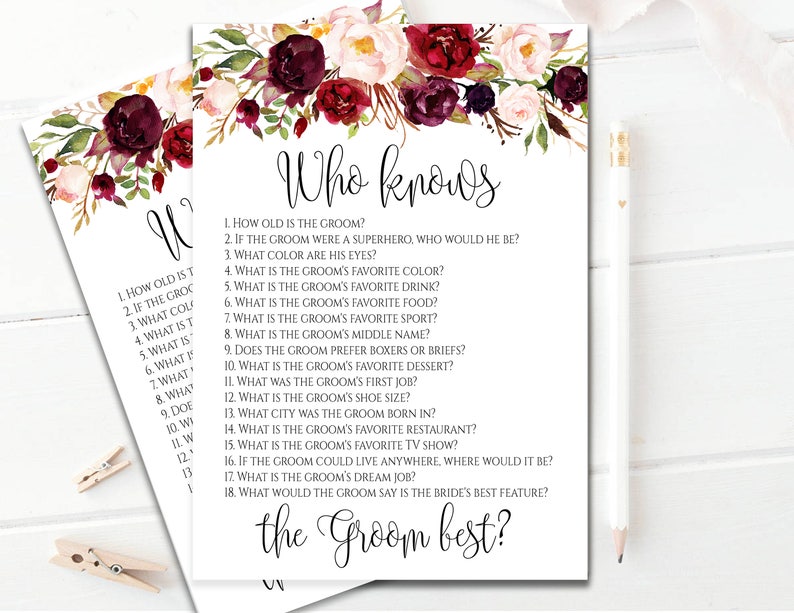Editable Who Knows the Groom Best Game Floral Bridal Shower - Etsy