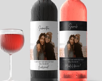 Photo Wine Label: Bridesmaid Proposal Gift (Instant Download)