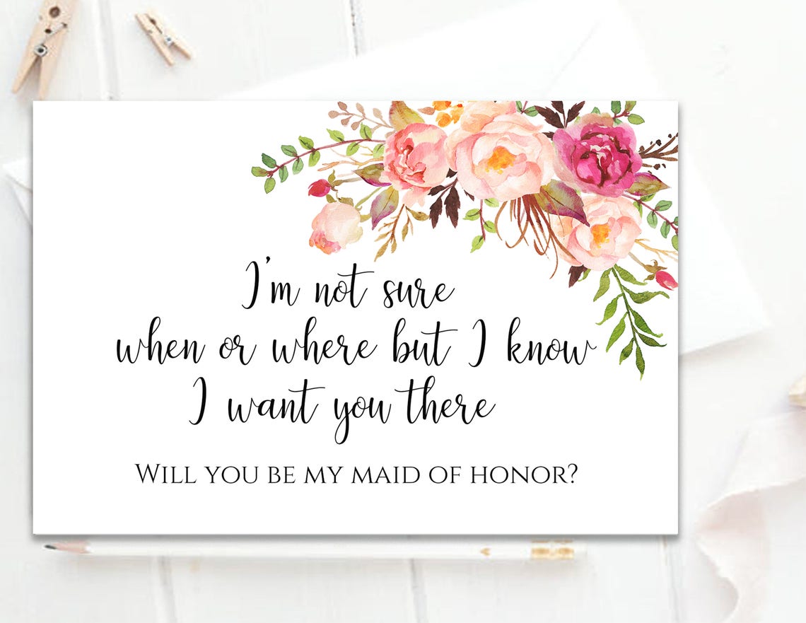 Will You Be My Maid of Honor Printable Maid of Honor Card Maid Etsy