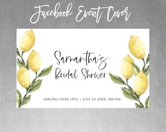 Facebook Event Cover, Lemon Zoom Background, Editable Template for any Event, Instant Download