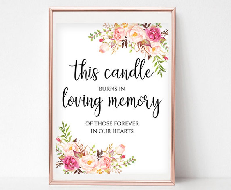 This Candle Burns Printable In Memory Of Wedding In Memory Etsy