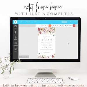 Wildflower Wedding Invitation Template, Digital Wedding Evite, Instant Download, Templett image 8