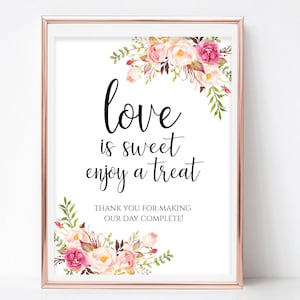 Candy Buffet Sign: Floral Wedding Treat Table Decor (Digital Download), Pastel Blooms