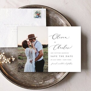 Photo Save the Date Template: Modern Minimalist Design (Instant Download)