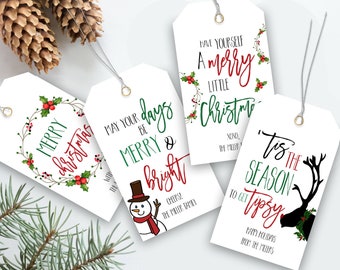 Set of 4 Christmas Tags Template Christmas Gift Tags Printable PDF Instant Download Personalized Christmas Tags Christmas Gift Tag Template