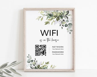 Custom WiFi QR Code Sign: Editable Template (Instant Download), POE