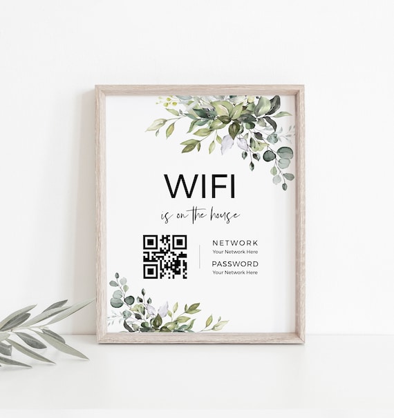 Custom WiFi QR Code Sign: Editable Template (Instant Download), POE