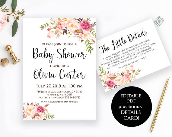 Printable Baby Shower Invitation Editable Template Baby Shower Etsy Printable Baby Shower Invitation Editable Template Baby Shower Etsy