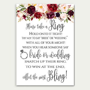 Floral Bridal Shower Please Take a Ring Game Bridal Tea Party Bridal ...