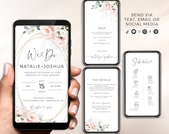 Digital Wedding Invitation, Blush Pink Wedding Invitation, Electronic Wedding Invitation, Wedding Invite, Wedding Invitation Digital, Evite