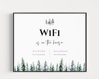 Modello modificabile per la password Wi-Fi: decorazione della camera degli ospiti (download digitale)