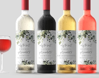 Étiquette de vin modifiable pour faire-part de grossesse, promue cadeau de tante (imprimable)