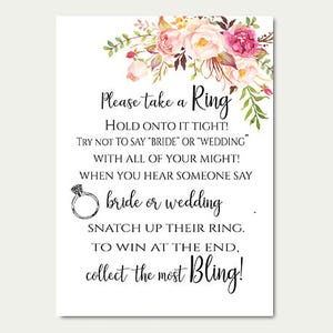 Floral Bridal Shower Please Take a Ring Game Bridal Tea Party Bridal ...