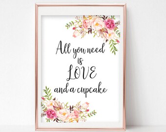Cupcake Sign All You Need is Love and a Cupcake Wedding Cake - Etsy