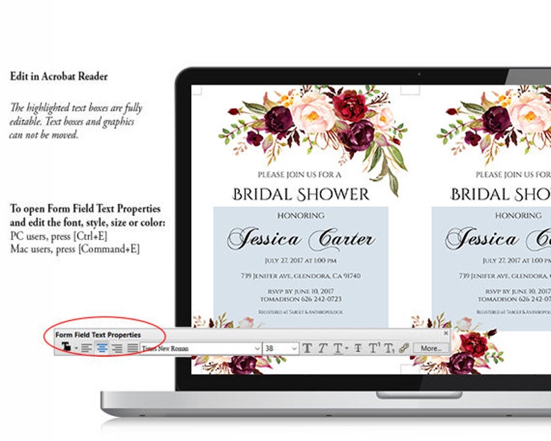 Bridal Shower Invitation Editable Template Bridal Shower Printable Floral Bridal Shower Bridal invitation Instant Download DIY Bridal Shower