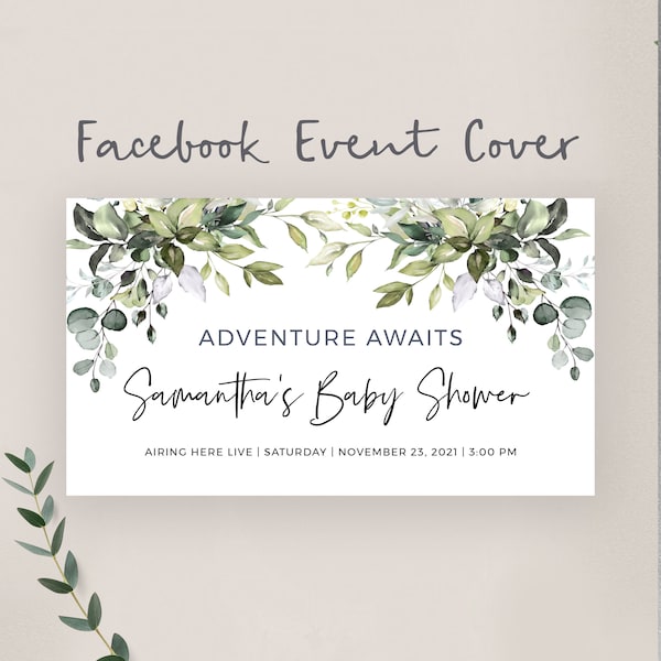 Facebook Cover Template Virtual Event Banner, Virtual Baby Shower, Bridal Shower, Couples Shower, Any Event, Templett, POE