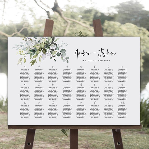 Wedding Seating Chart Sign Alphabetical and Table Seating Chart Board, Instant Download, Templett, POE