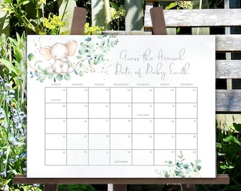 Baby Due Date Calendar Game: Editable Baby Shower Prediction (TEMPLETT)