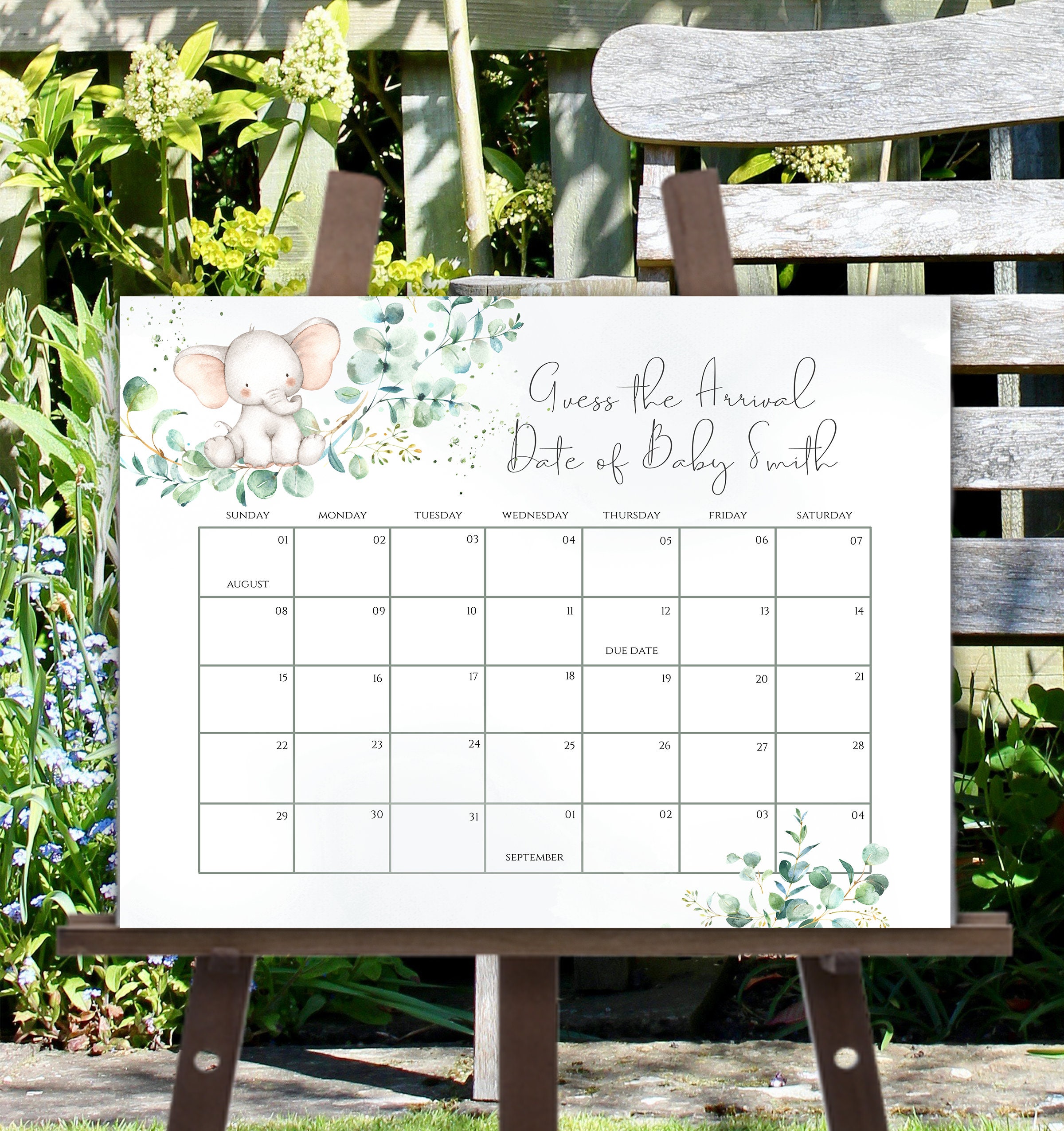 Baby Due Date Calendar Game Baby Shower Game Guess - Etsy