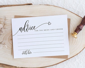 Modern Wedding Advice Card Template, Printable Minimalist Advice, Bridal Shower Advice, Instant Download