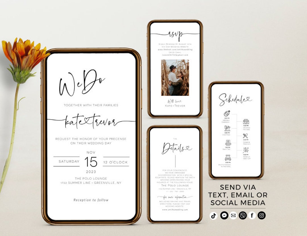 Electronic Wedding Invitation Template, Digital Wedding Invite Download