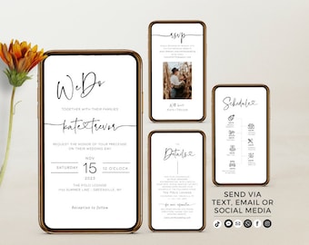 Electronic Wedding Invitation Template, Digital Wedding Invite Download, Text Invitation, Edit with Templett, POH
