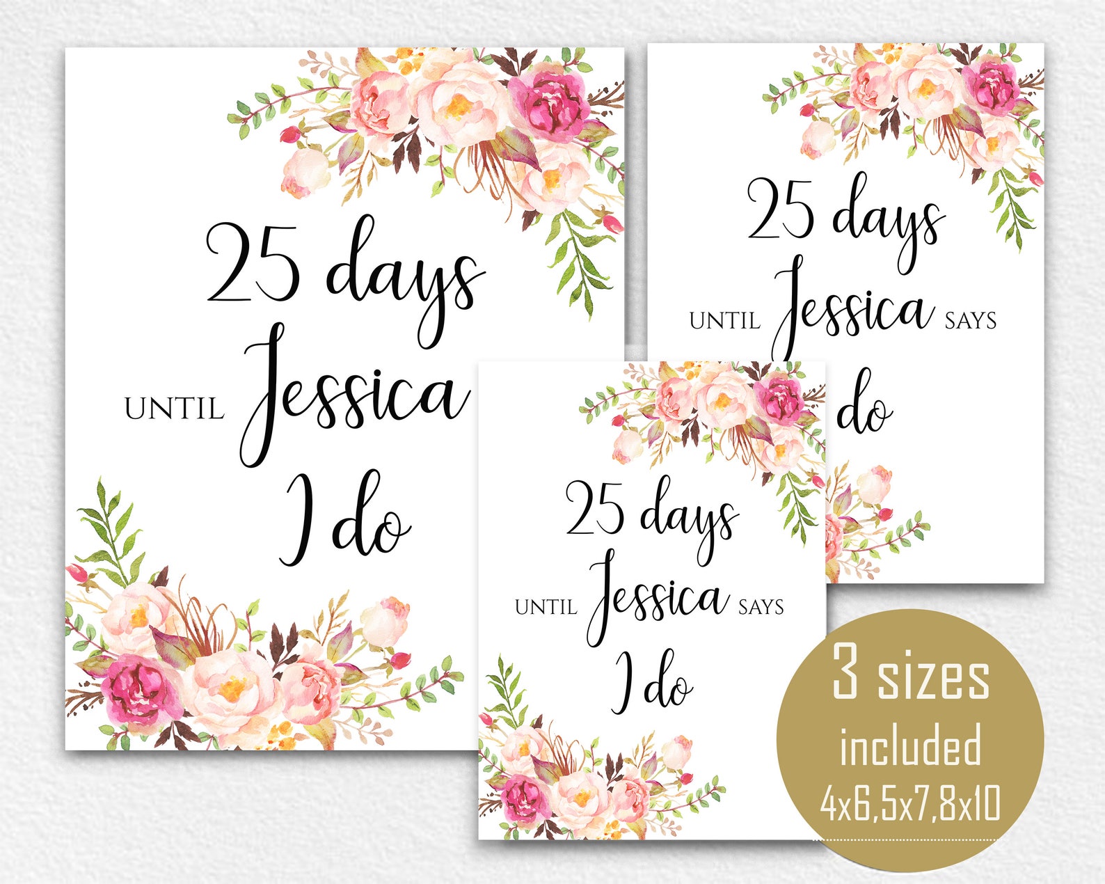 Days Until She Says I Do Sign Bridal Shower Sign Bridal Sign | Etsy