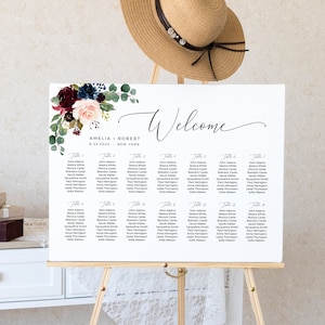 Bord zitplaatsen tafel bruiloft afdrukbaar plattegrond, alfabetische tabel, instant download, Templett, POM