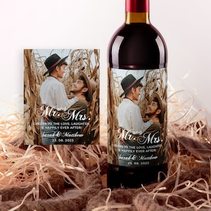 Love 4 photo simple modern personalised gift wine wine label