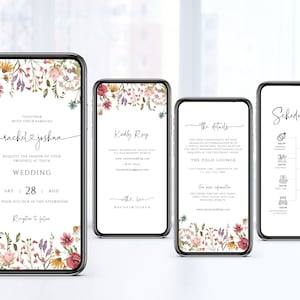 Wildflower Wedding Invitation Template, Digital Wedding Evite, Instant Download, Templett image 3
