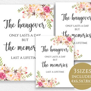 Hangover Sign Printable Wedding Hangover Kit Table Decor Memories Last ...