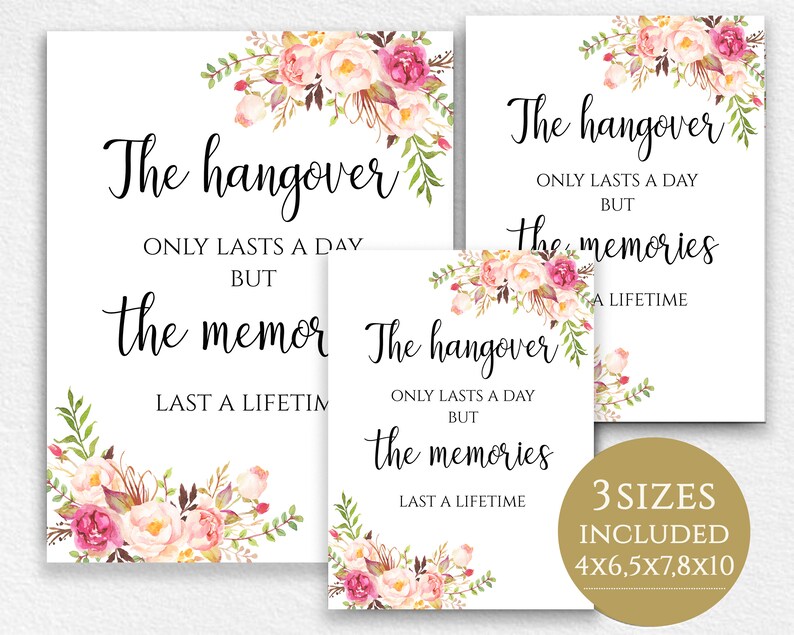Hangover Sign Printable Wedding Hangover Kit Table Decor | Etsy