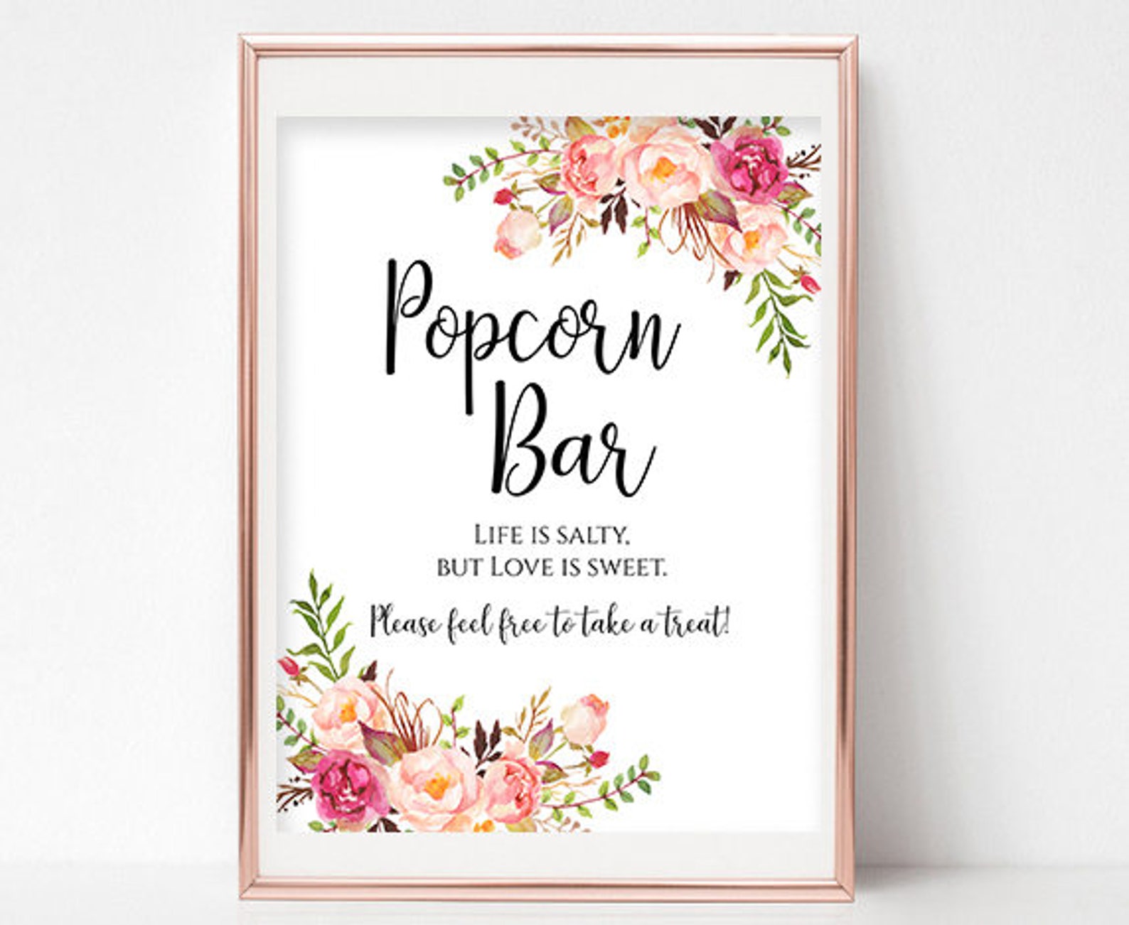 Popcorn Bar Sign Life is Salty but Love is Sweet Floral Shower Etsy
