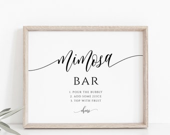 Mimosa Bar Sign Printable Modern Minimalist Mimosa Sign, Instant Download, Templett