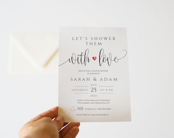 Couples Shower Invitation, Printable Wedding Shower Invite, Instant Download, Fully Editable Text, POPC