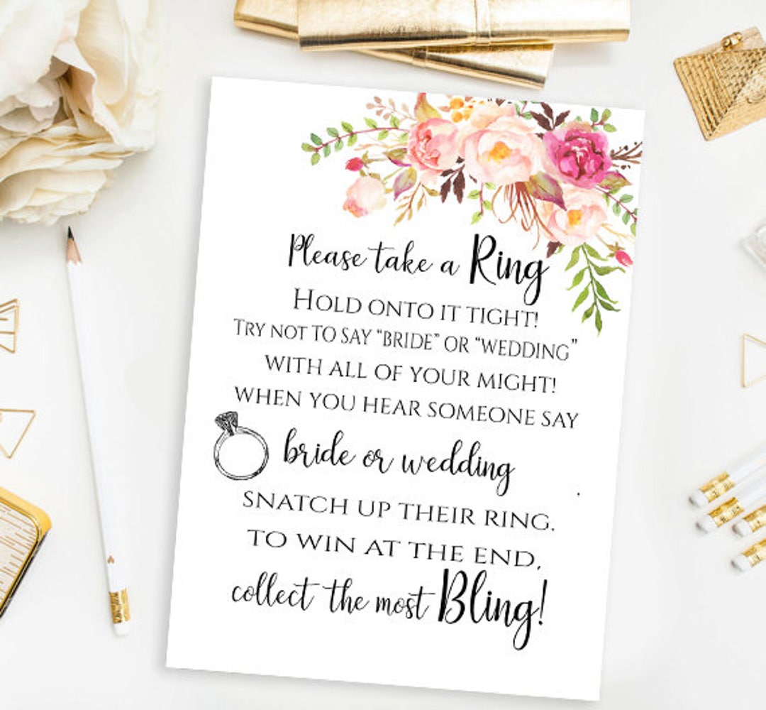Floral Bridal Shower Please Take a Ring Game Bridal Tea Party Bridal ...